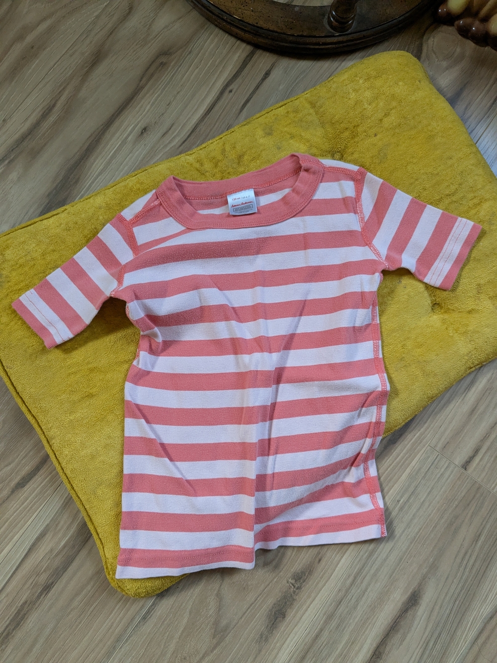 Hanna Andersson Coral Striped Short Sleeve Tee